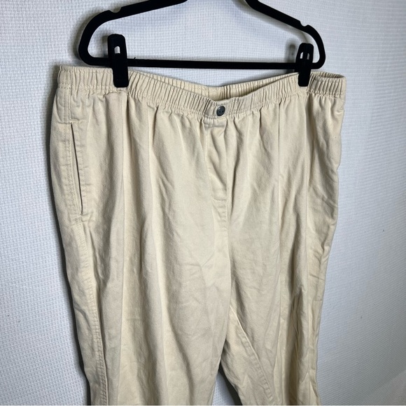 Woman Within | Tan Cream Tapered Pants 26W Stretch Waist - Picture 2 of 9